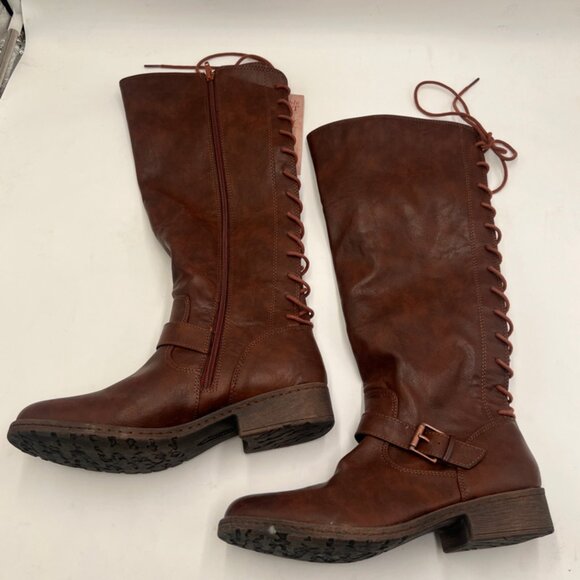 Euro soft tall brown lace up boots - Picture 2 of 8